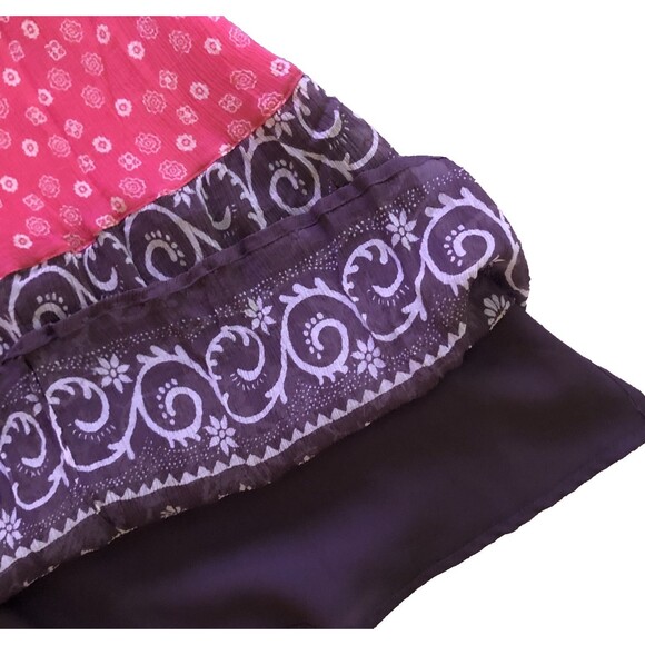 Charter Club Silk Maxi Dress Womens Sz 10 Salmon Brown Boho Tiered V-neck Lined - Picture 11 of 16